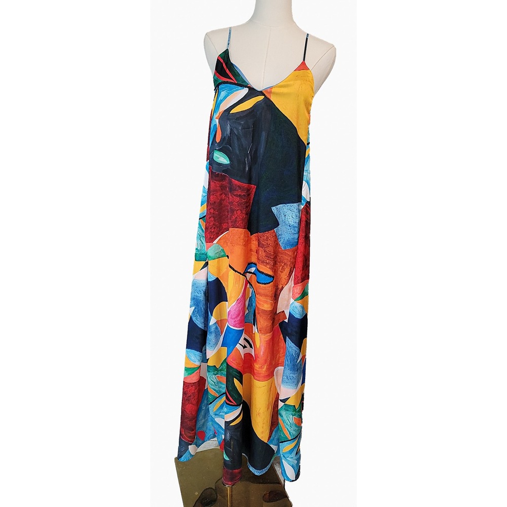 Nicole Miller New‎ York XS Abstract Print Sleeveless Maxi Dress - Picture 3 of 7